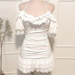 mini white ruffle dress